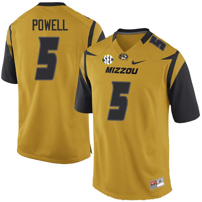 Men #5 Taylor Powell Missouri Tigers College Football Jerseys Sale-Yellow